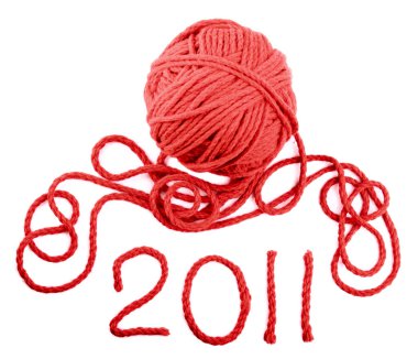 Isolated red skein on a white background clipart