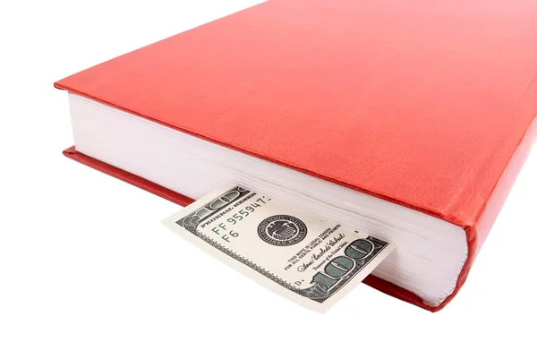 Das Buch Und Hundert Dollar Pro Stückelung Auf Weißem Hintergrund — Stockfoto