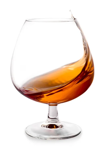 Bicchiere Con Brandy Spruzzi Fotografia Stock