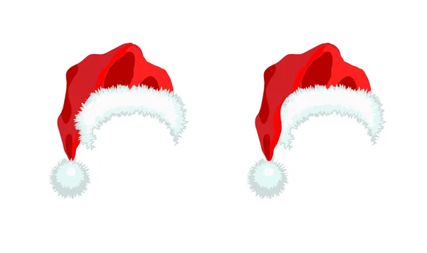 Due rosso cappello di Babbo Natale — Vettoriale Stock