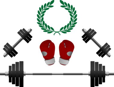 Weights and boxer gloves. second variant clipart