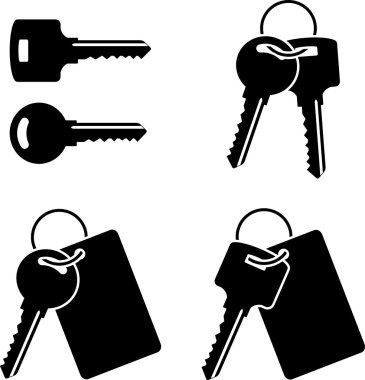 Set of keys. stencil. first variant clipart
