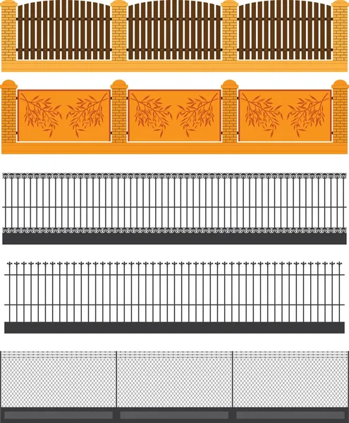 Set of fences and walls — Stock Vector