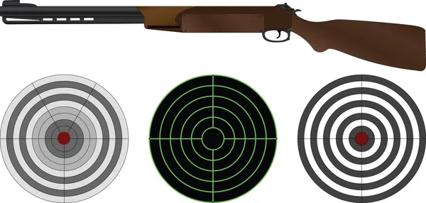 Sporting gun and targets — Stock Vector