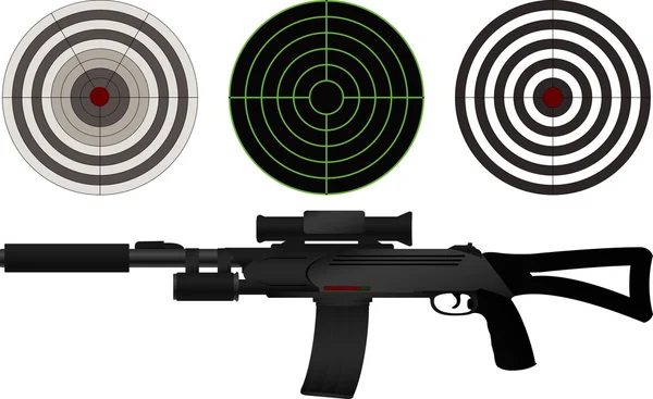 Sniper rifle and targets — Stock Vector
