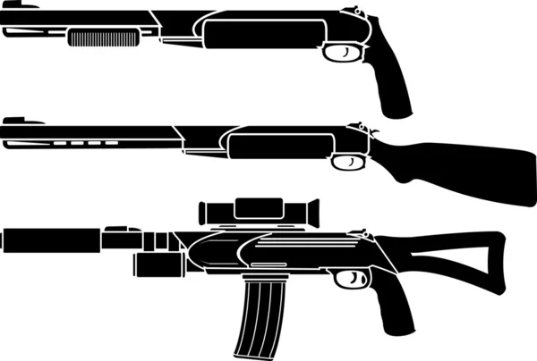 Дробовик Пистолет Винтовка Трафарет Векторная Иллюстрация — стоковый вектор