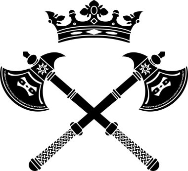 Fantasy axes and crown clipart