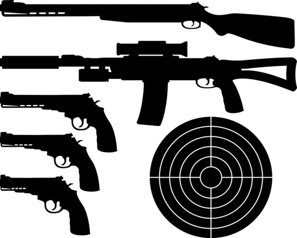 Silah Siluet Hedef Vektör Çizim — Stok Vektör