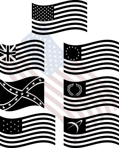 Schablonen Amerikanischer Flaggen Erste Variante Vektorillustration — Stockvektor
