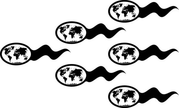 Spermatozoons에서 새로운 세계입니다 일러스트 — 스톡 벡터