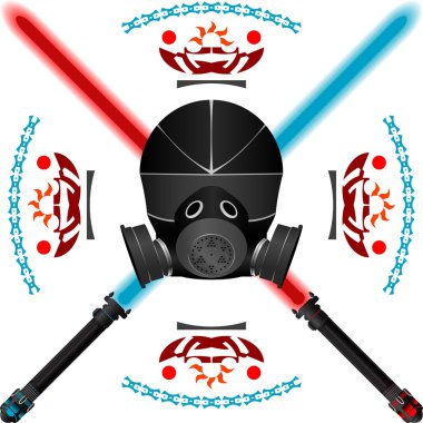 Lightsabers and helmet. vector illustration clipart