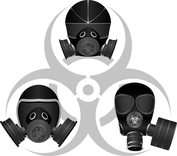 Gaz Maskeleri Biyolojik Tehlike Işareti Vektör Çizim — Stok Vektör
