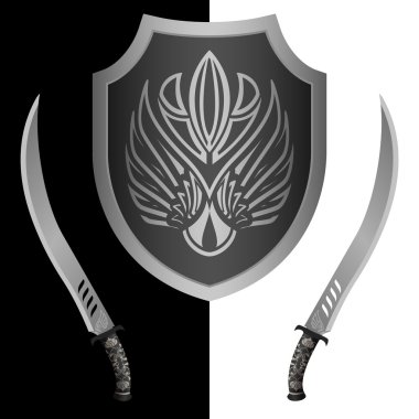 Fantasy shield and swords clipart