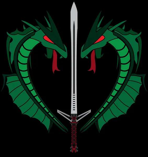 绿龙和剑 — 图库矢量图片