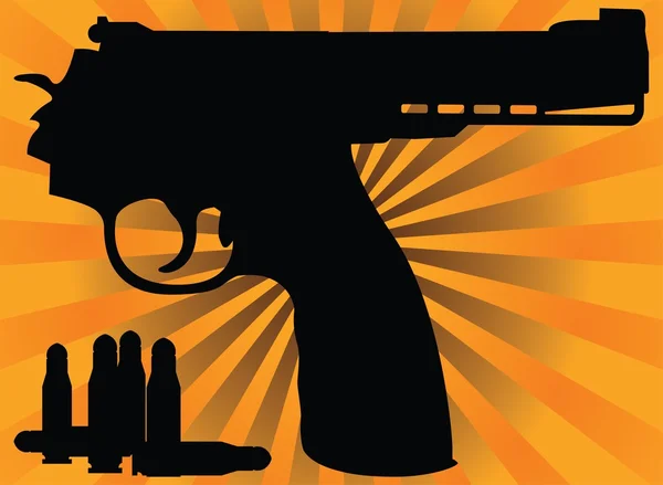 Pistola e cartucce corrette — Vettoriale Stock