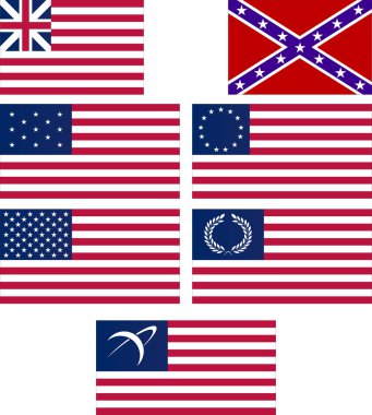 Set of american flags clipart