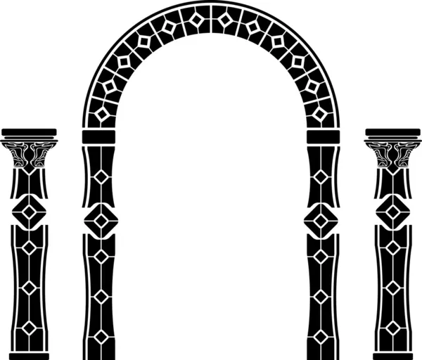 Arco de fantasia e colunas — Vetor de Stock