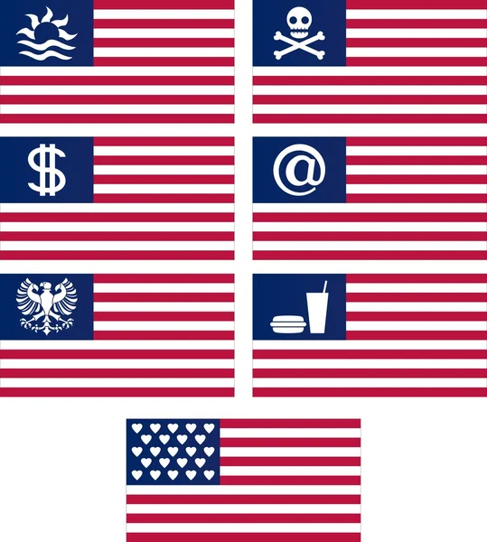 Set of fantasy american flags — Stock Vector