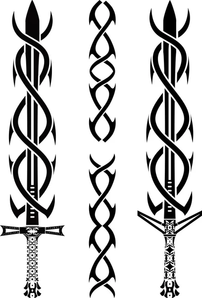 Tattoo zwaarden — Stockvector