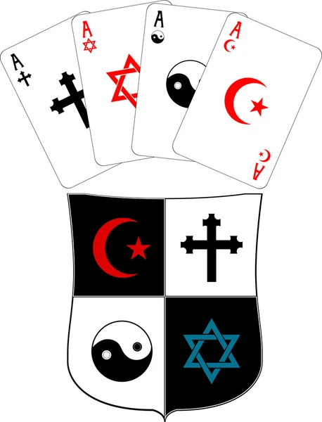 盾牌和宗教的 ace — 图库矢量图片