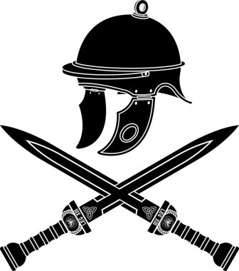 Roman helmet and swords clipart