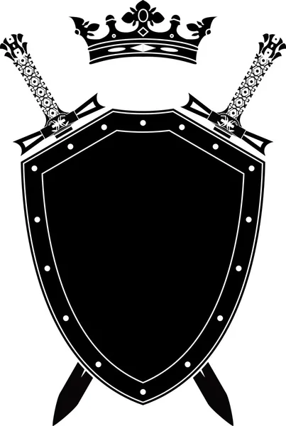 Escudo, espadas y corona — Vector de stock