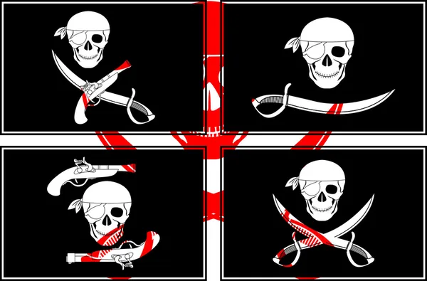 Set of pirate flags — Stock Vector