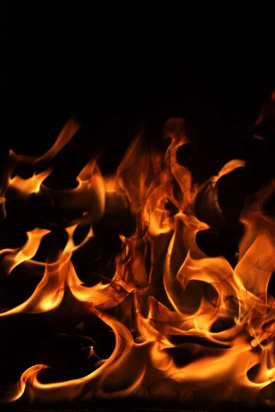 Огонь Черном Фоне — стоковое фото