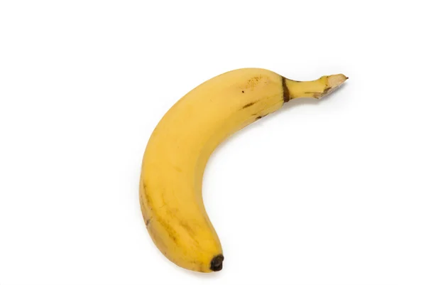 Singola banana isolata sullo sfondo bianco — Foto Stock