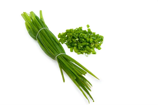 Cut green onion isolated on the white background — Stock Photo, Image