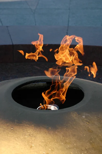 Burning flame or fire isolated on black background — Stock Photo, Image