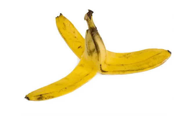 Banánové slupce izolovaných na bílém pozadí — Stock fotografie