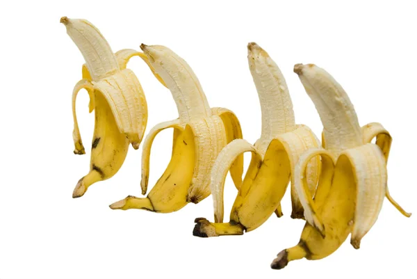 Open bananen geïsoleerd op de witte achtergrond — Stockfoto