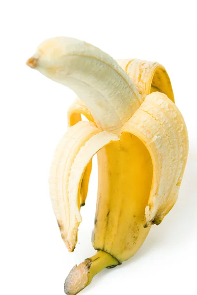 Banano abierto aislado sobre el fondo blanco — Foto de Stock