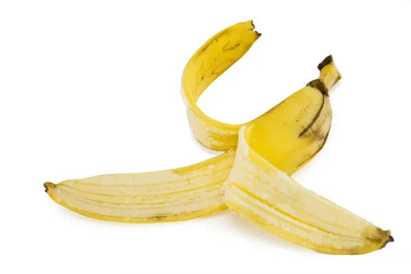Banánové Slupce Izolovaných Bílém Pozadí — Stock fotografie
