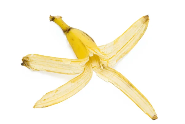 Bananenschil Geïsoleerd Witte Achtergrond — Stockfoto