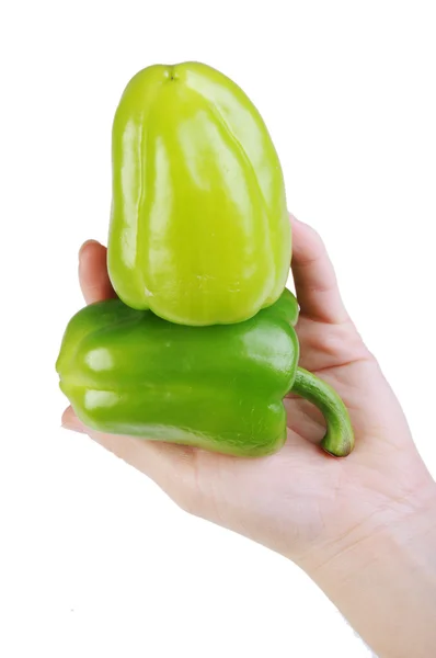 Bell Pepper Hand Isolated White Background — Stock Photo, Image