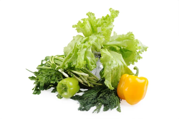 Skupina zeleniny izolovaných na bílém pozadí — Stock fotografie