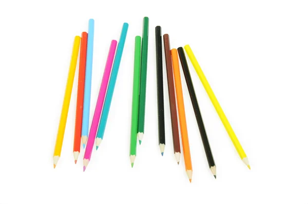 Färgade pennor isolerade på den vita bakgrunden — Stockfoto
