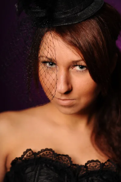 黒のコルセットの美しさの女性 — ストック写真