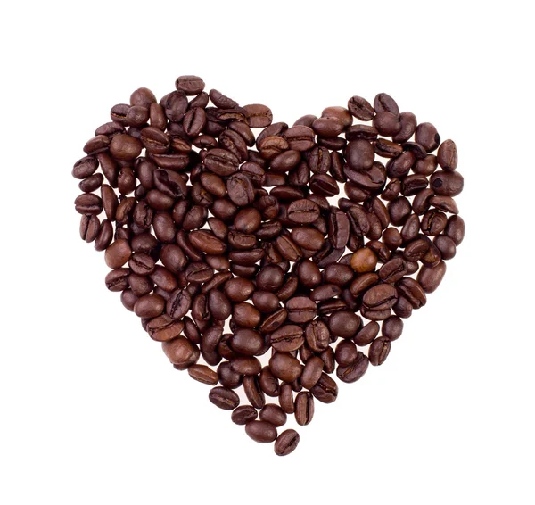 Shape Heart Symbol Made Coffee Beans Isolated White — Stock Photo, Image