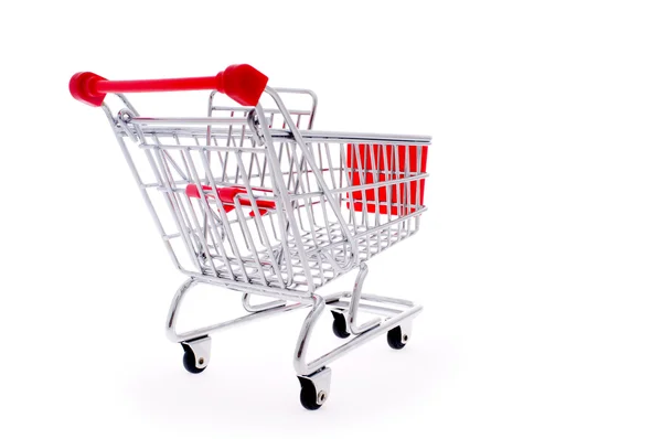 Liten Metall Shopping Cart Isloted Vit — Stockfoto