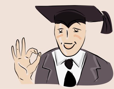 Vector image of happy student clipart