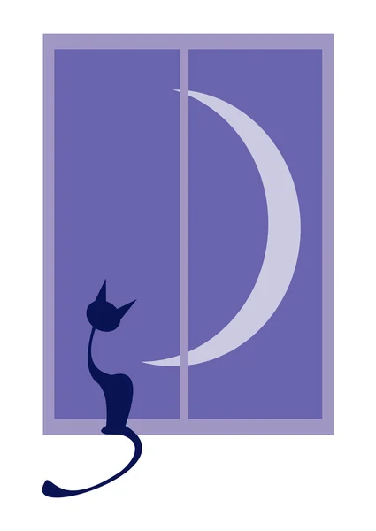窓の近くに猫 ハロウィン カードやポスターを使用可能性があります — ストックベクタ