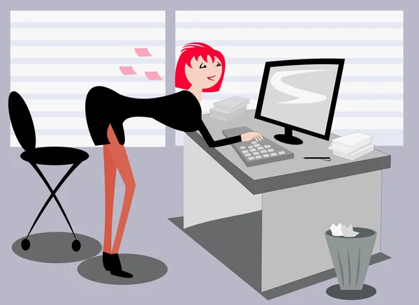 Vektorbild Des Sexy Posierenden Betreibers Eines Online Supportdienstes Nutzung Für — Stockvektor