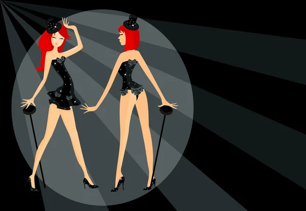 Two girls from cabaret — Stock Vector