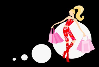 Woman with handbags clipart