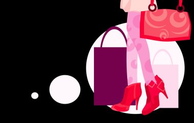 Vector image girl's legs after shopping clipart