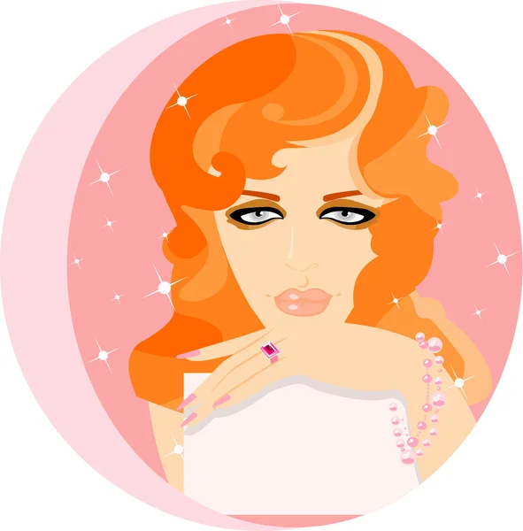 橙色的头发的魅力女人 — 图库矢量图片