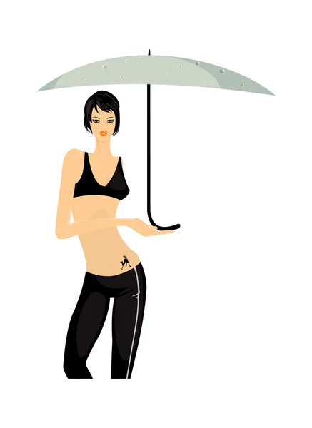 Vektorbilde Jente Med Paraply – stockvektor